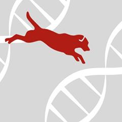 Biobank logo with dog and DNA molecule