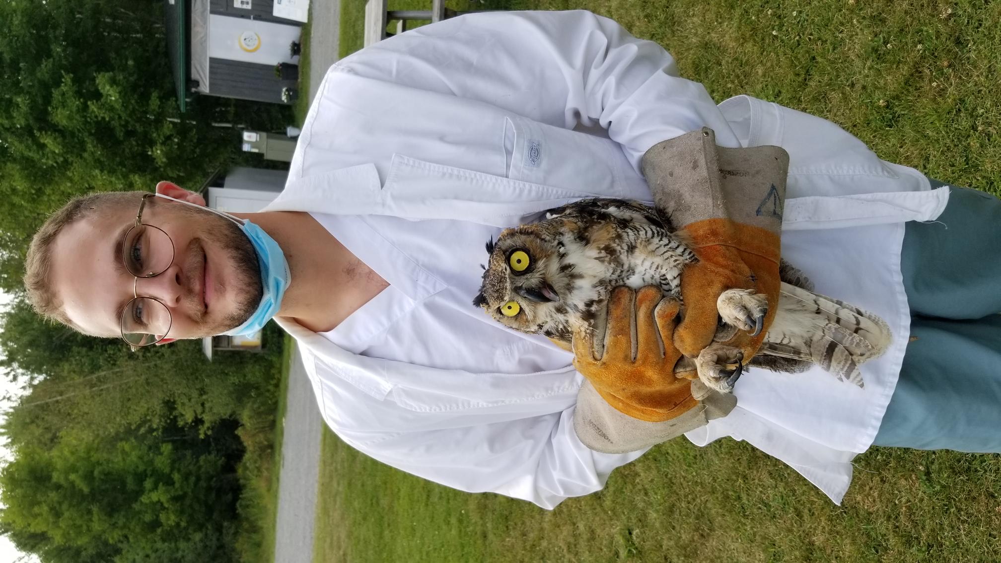Ben Jakobek with Great-horned Owl