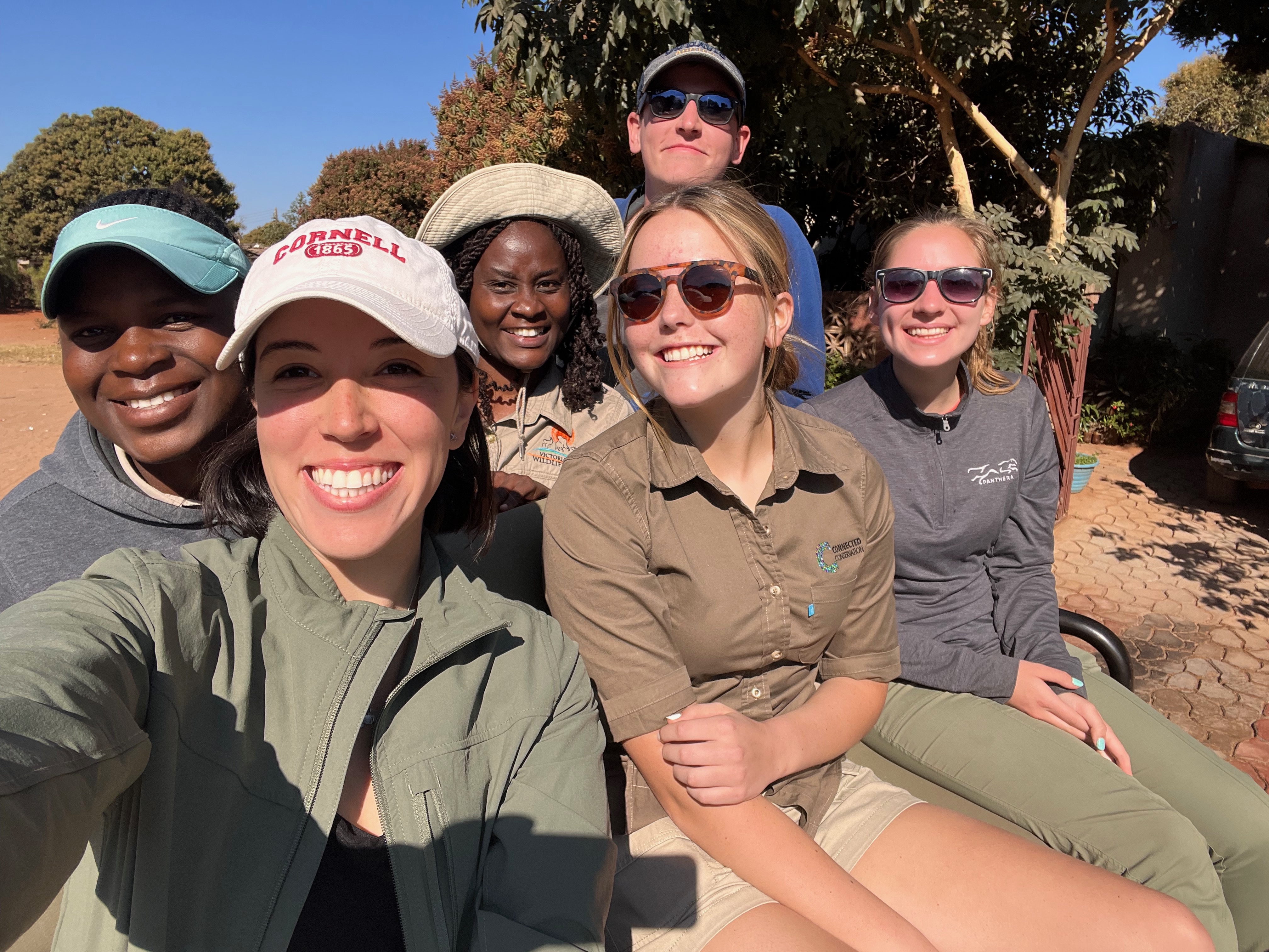 The team that distributed donor-funded stoves takes a selfie as part of Carolina’s “selfie-a-day” initiative during her time in Victoria Falls.