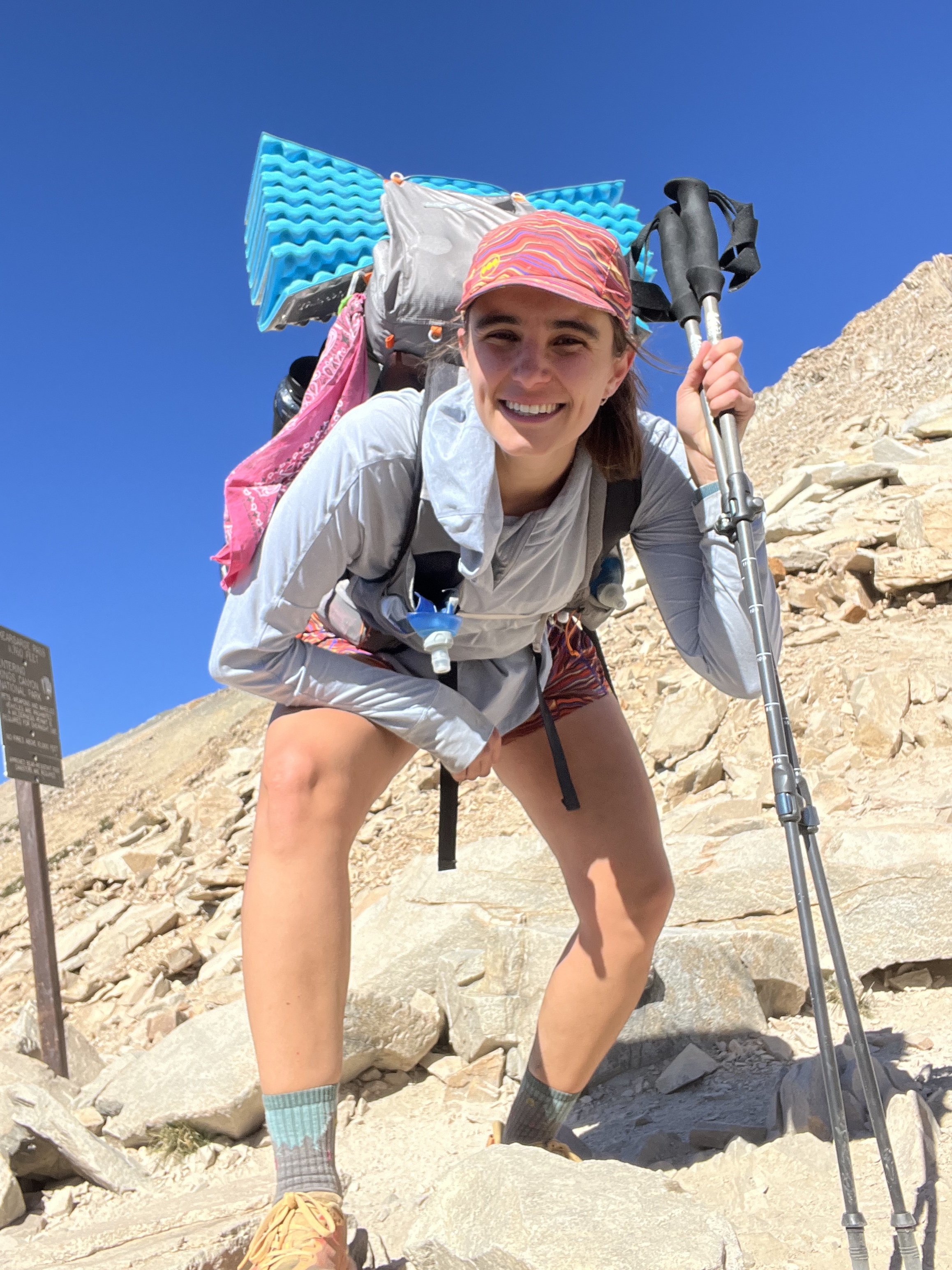 Claire Glover hiking at Kearsarge Pass