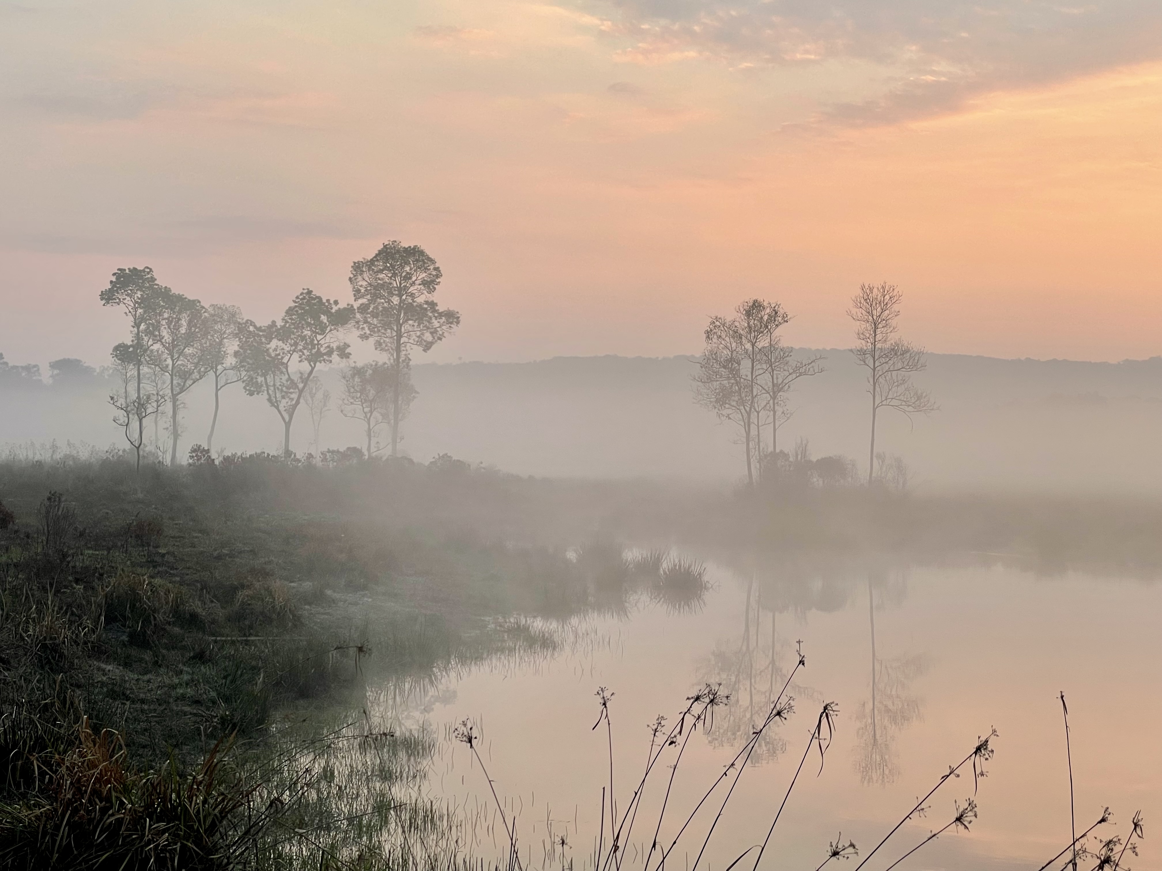 foggy sunset over the waters in Thailand