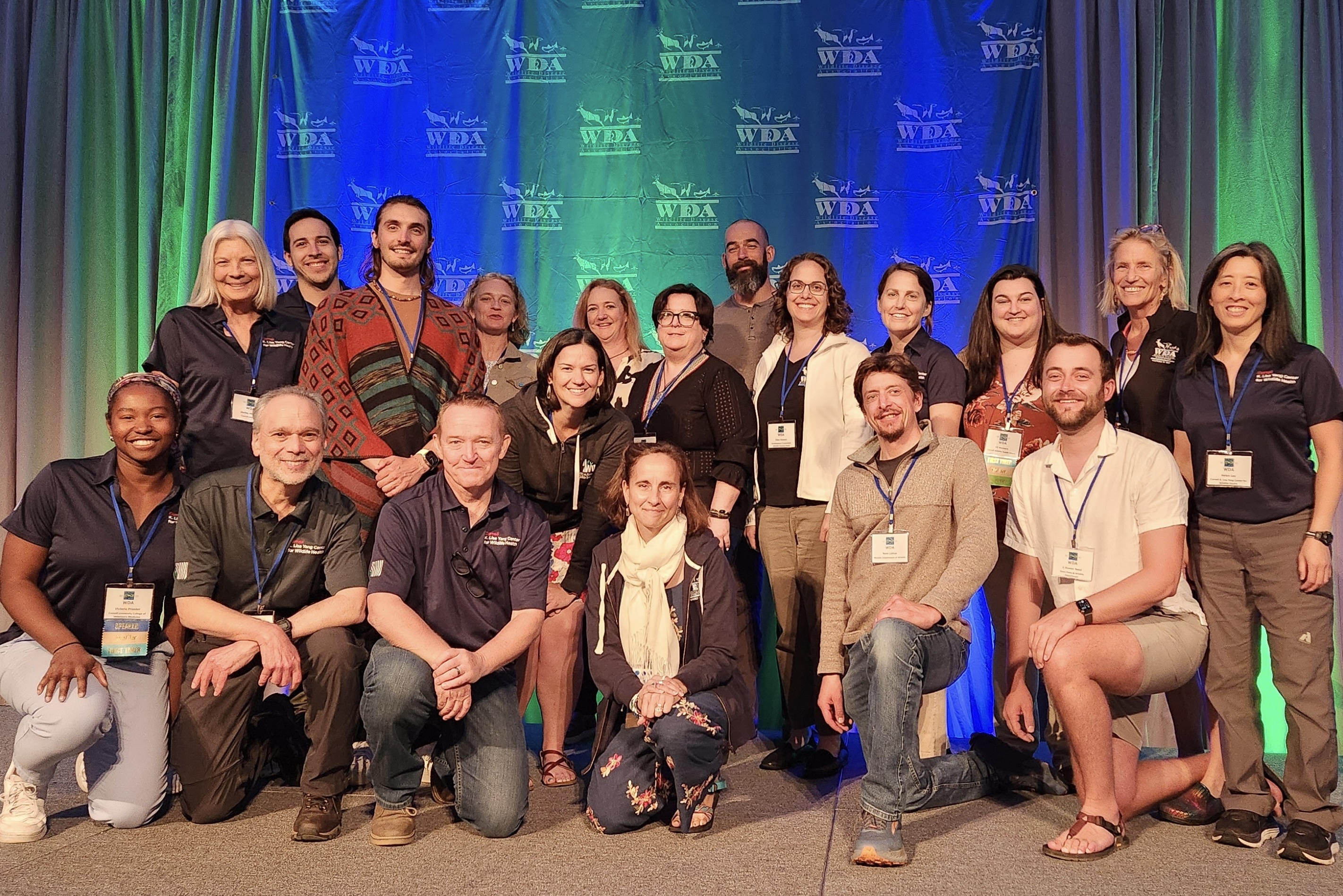 Group of faculty, staff, alumni, and students at the 2025 Wildlife Disease Association conference