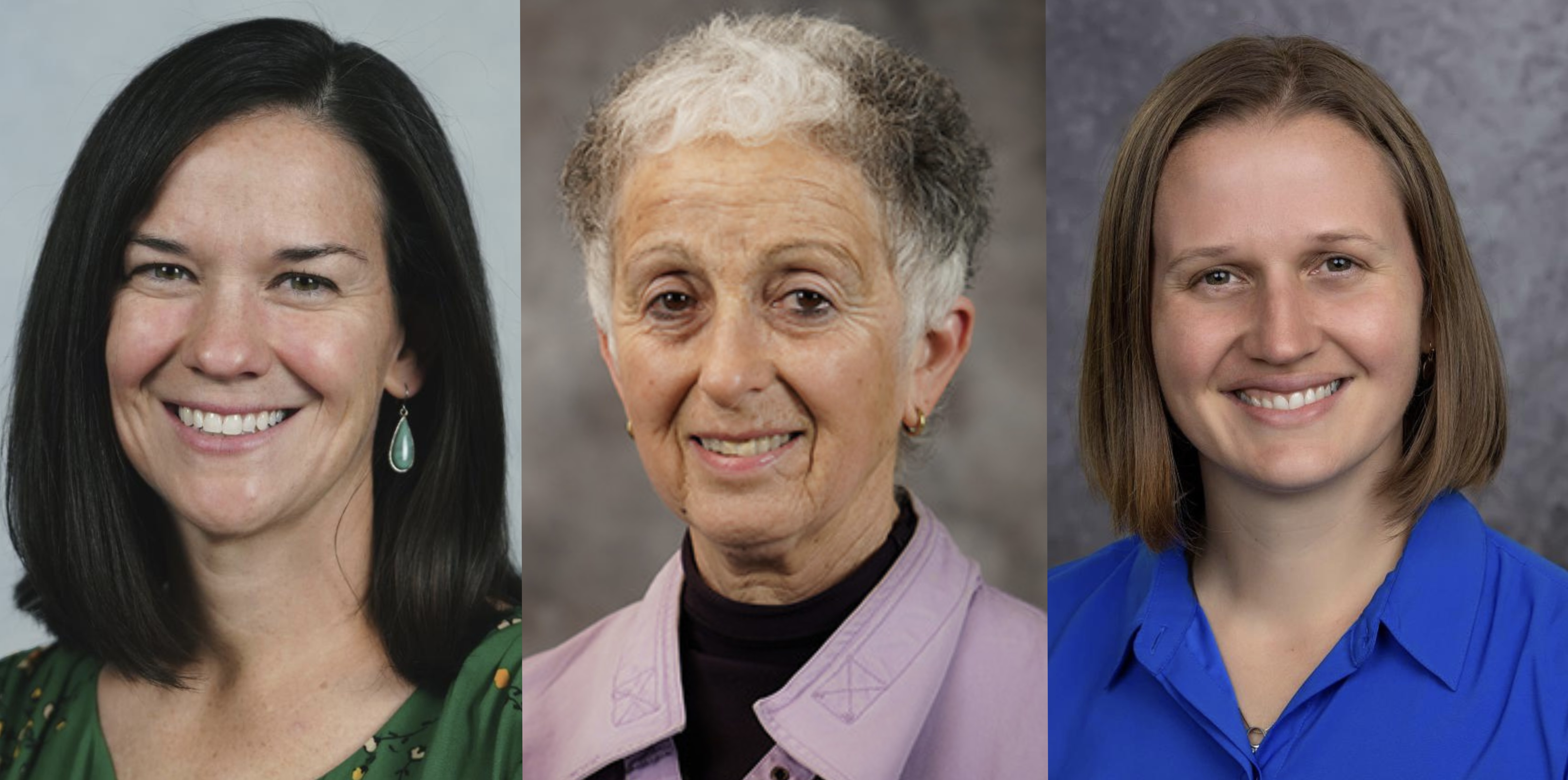 Headshots of Drs. Jenny Bloodgood, Marjory Brooks, and Cynthia Hopf-Dennis