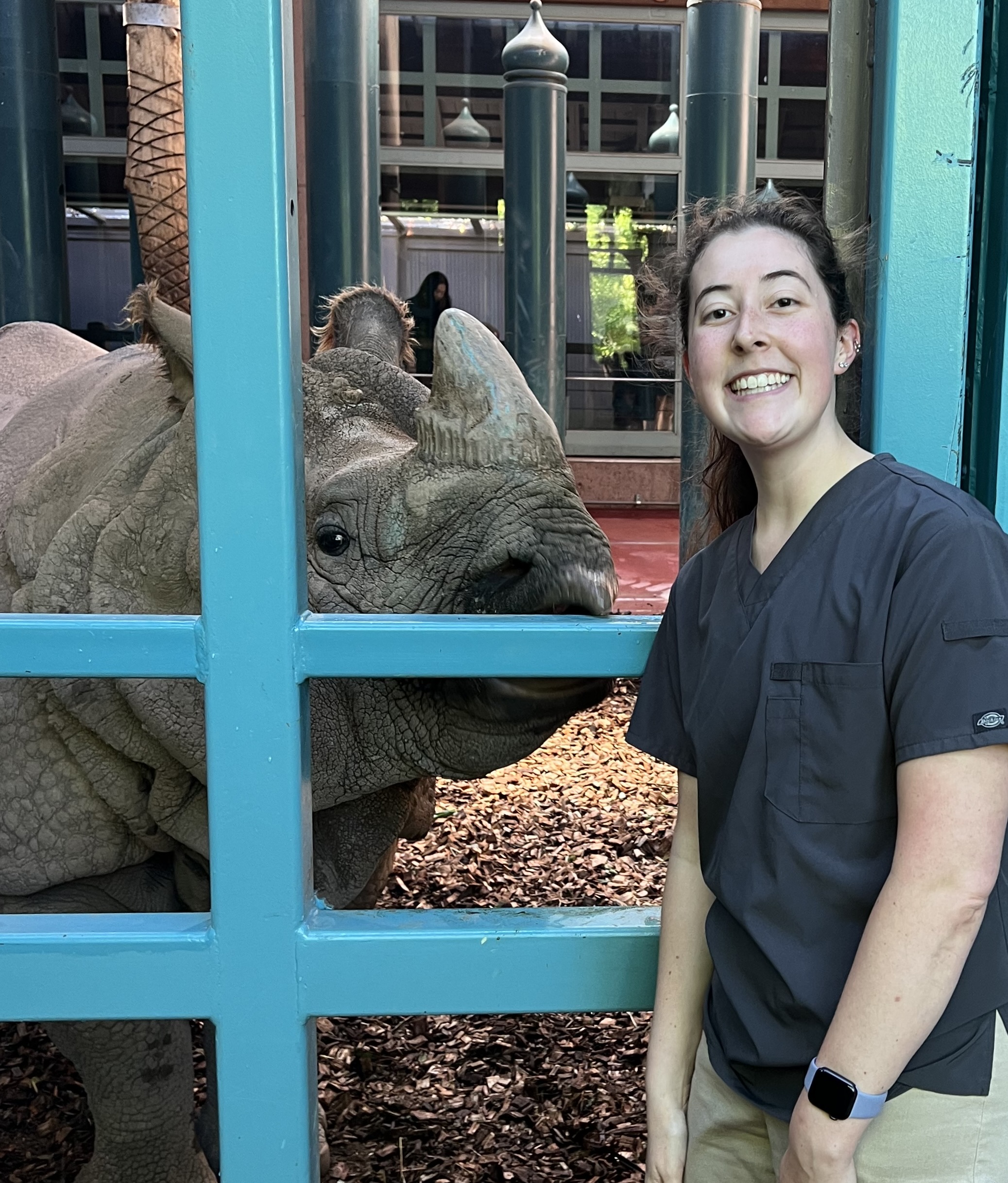 Sarah with a rhino