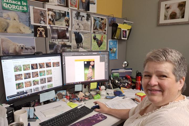 Jennifer Peaslee at her desk.