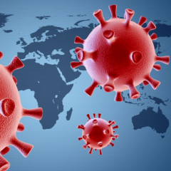 Coronavirus image over map