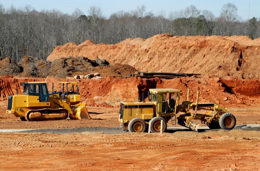 Construction site with heavy equipment