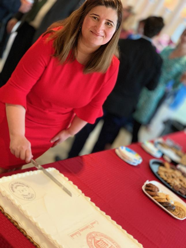 A portrait of biobank director at an award ceremony