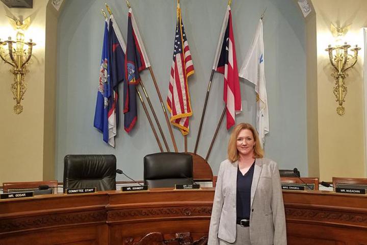 Dr. Kristen Schuler shown providing expert testimony to the U.S. House of Representatives Committee on Natural Resources