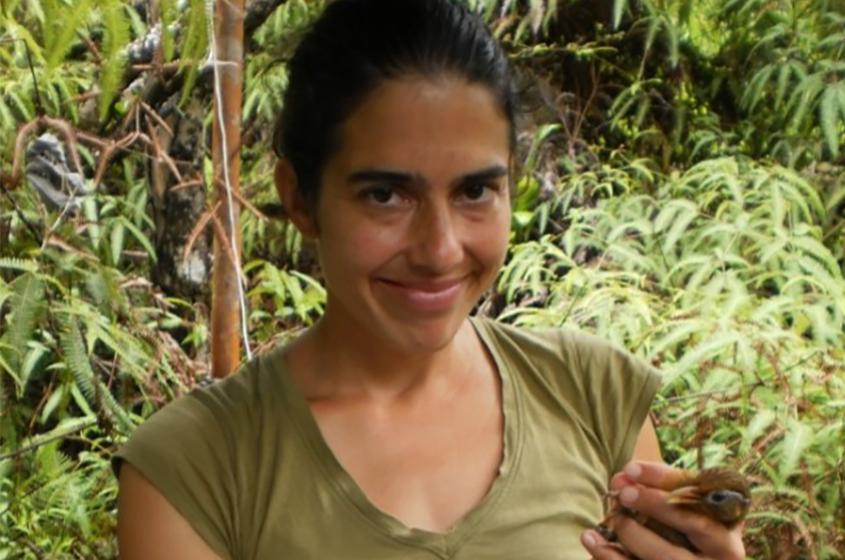 Katherine McClure portrait, holding a bird