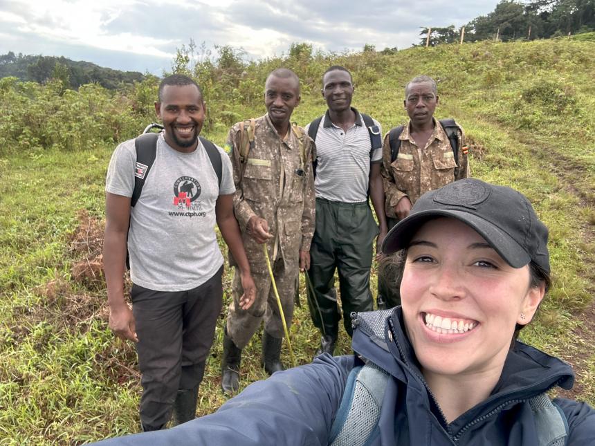 Carolina Baquerizo and team collecting fecal samples for the study