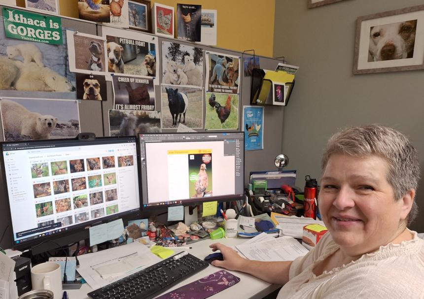 Jennifer Peaslee at her desk.