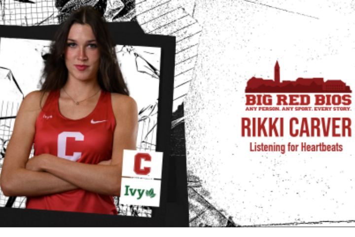 Rikki Carver wearing a red track jersey with a white C across the front.